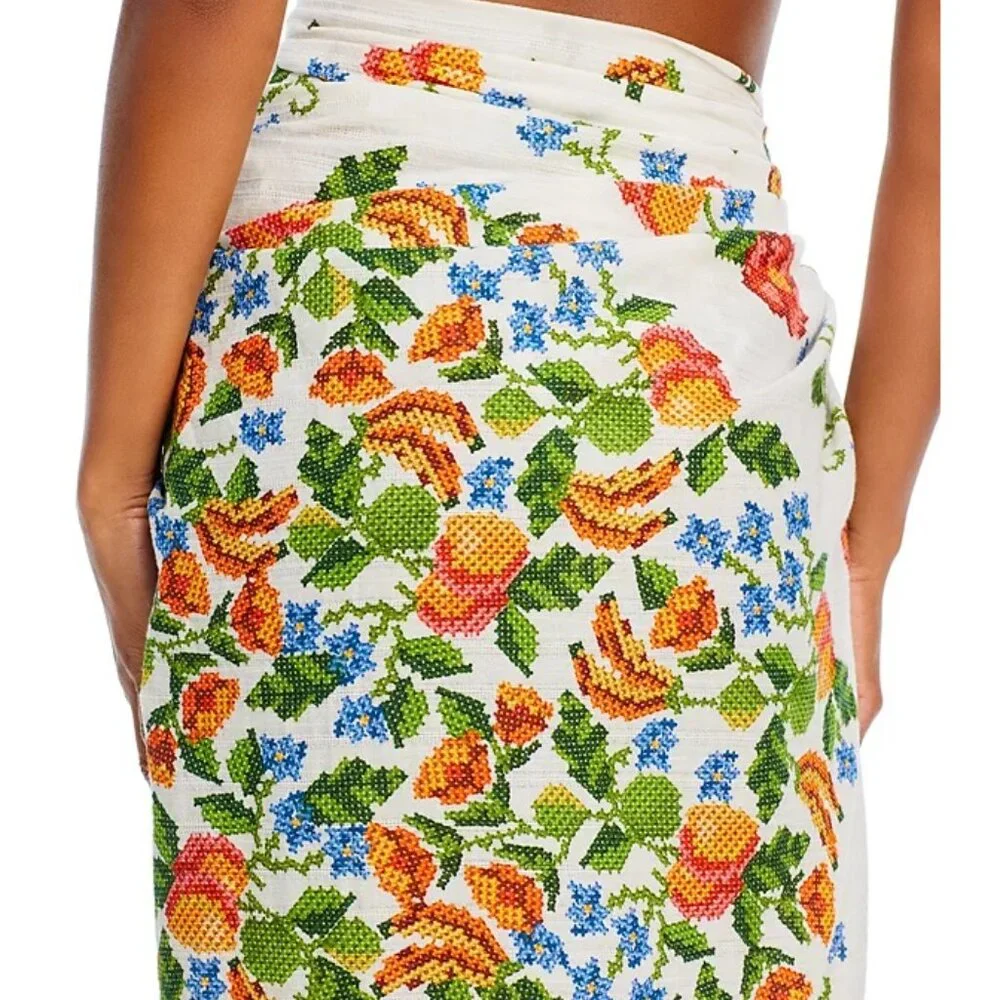 NWOT FARM Rio Sarong Needlepoint Print Fruits & Flowers Scarf - Picture 3 of 16